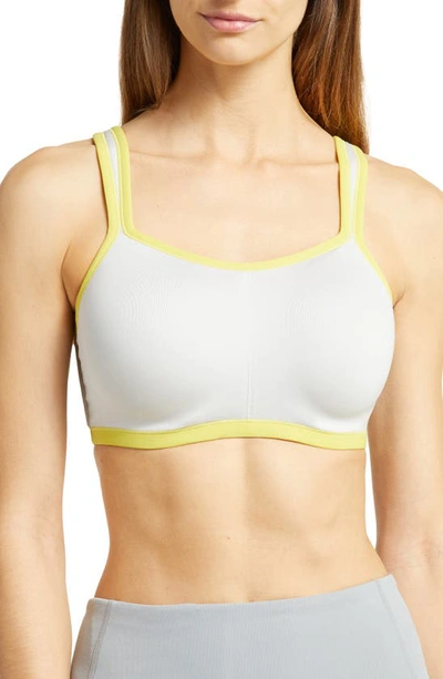 Natori Yogi Convertible Sports Bra In Iced Grey/lemongrass