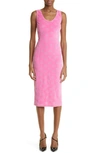 Dolce & Gabbana Chenille Monogram Jacquard Midi Dress In Pink