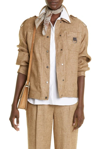 Brunello Cucinelli Linen Outerwear Jacket In Beige