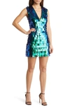 SHO BY TADASHI SHOJI FRINGE SEQUIN MINIDRESS