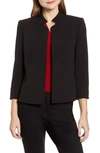 Anne Klein Crepe Open Front Jacket In Anne Blk