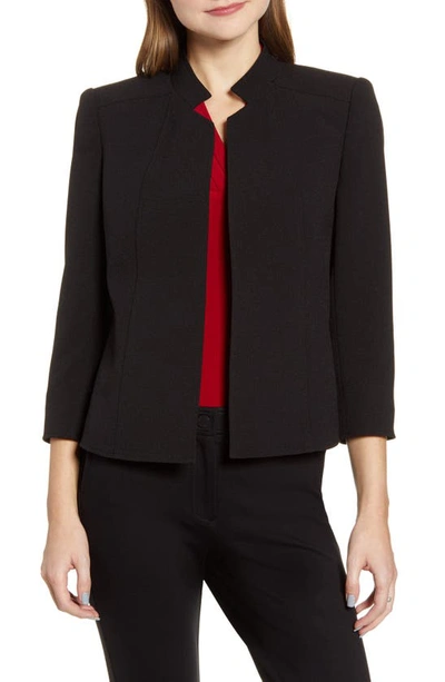 Anne Klein Crepe Open Front Jacket In Anne Blk