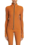 Dion Lee Orange Angled Zip-up Sweater In Safety Orange / Military Green