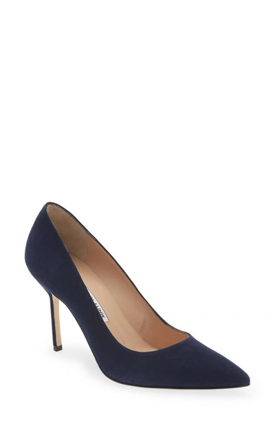 Manolo Blahnik Bb Pointed Toe Pump In Navy