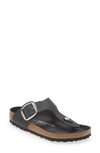 Birkenstock Gizeh Leather Buckle Thong Sandals In Black