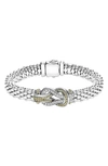 Lagos Sterling Silver And 18k Gold Newport Diamond Caviar Bracelet In Silver/ Gold