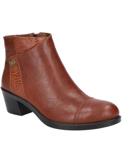 Easy Street Bean Womens Faux Leather Block Heel Ankle Boots In Multi