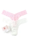 Hanky Panky Assorted 2-pack I Do Signature Low Rise Thongs In Light Ivory/ Bliss