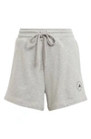 Adidas By Stella Mccartney Drawstring Organic Cotton Shorts In Medium Grey Heather