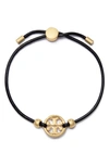 Tory Burch Miller Slider Bracelet In Tory Gold / Black