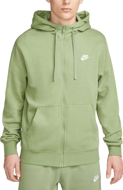 Nike Men's  Sportswear Club Fleece Full-zip Hoodie In Oil Green/oil Green/white