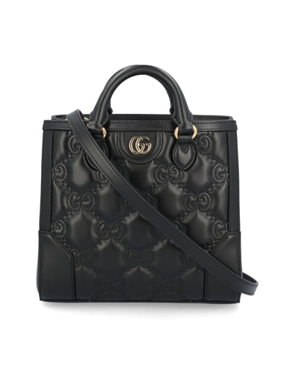 Gucci Matelassé Mini Top Handle Bag In Black