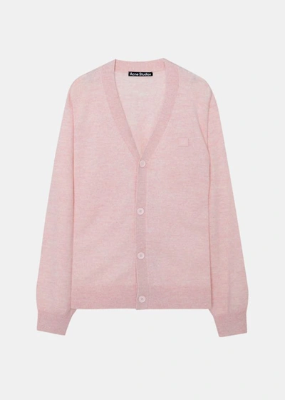 Acne Studios Wool Cardigan In Faded Pink Melange