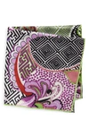 Clifton Wilson Print Silk Pocket Square In Green