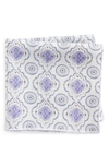 Clifton Wilson Print Linen Pocket Square In Light Grey