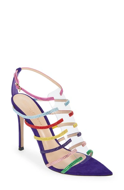 Gianvito Rossi Blue Crystal-embellished 105 Stiletto Sandals In Purple