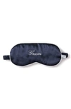 Petite Plume Groom Embroidered Silk Sleep Mask In Navy