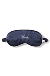 Petite Plume Bride Embroidered Silk Sleep Mask In Navy