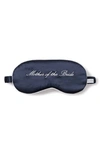 Petite Plume Mother Of The Bride Embroidered Silk Sleep Mask In Navy