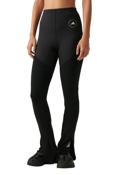 Adidas By Stella Mccartney Truestrength Printed Recycled-jersey And Stretch-knit Leggings In Black