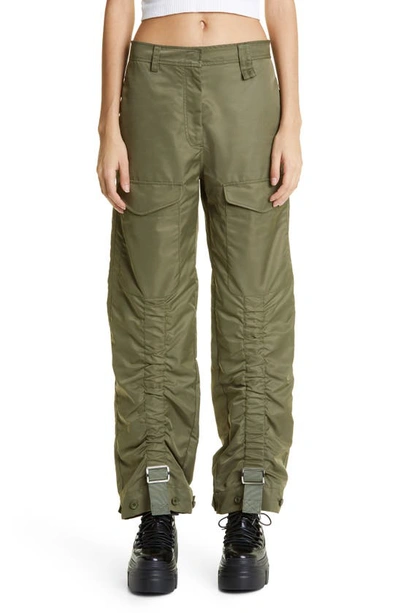 Simone Rocha Gathered Cuff Satin Trousers In Green