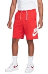 Nike Club Alumni Sweat Shorts In University Red/ White/ White