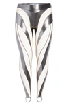 Mugler Sheer Illusion Spiral Stirrup Leggings In Chrome Nude 01