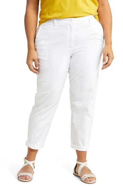 Eileen Fisher Cropped High-rise Stretch Pants In White