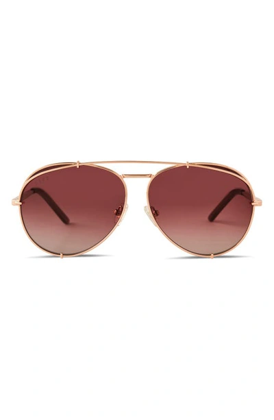 Diff Dash 59mm Aviator Sunglasses In Gold/ Mocha Tortoise