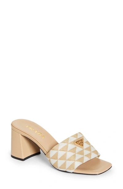 PRADA TRIANGLE JACQUARD SLIDE SANDAL