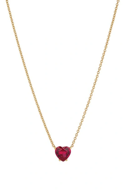 Nadri Modern Love Heart Pendant Necklace In Gold With Dark Pink