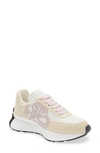 Alexander Mcqueen Sprint Runner Appliquéd Leather Exaggerated-sole Sneakers In White/ Off White