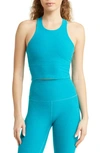 Beyond Yoga Focus Cropped Space Dye Tank Top In Peacock Blue Heather