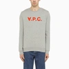 Apc Red Logo-print Crewneck Sweatshirt Grey In Grey