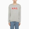 Apc Red Logo-print Crewneck Sweatshirt Grey In Grey