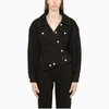Alexander Mcqueen Asymmetric Denim Jacket In Black