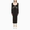 Anouki Back Split Bustier Sheath Dress With Crystals In Black