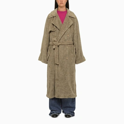 Balenciaga Towel Trench Coat In Sand-coloured Cotton In Beige
