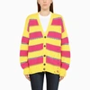 DSQUARED2 DSQUARED2 YELLOW AND PINK STRIPED CARDIGAN