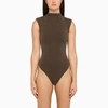 Entire Studios Brown Jersey Bodysuit In Brown