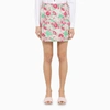 Ganni Multicolor Mini A-line Skirt With 3d Jacquard Floreal Motif In Recycled Polyester In Multicolor