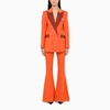Hebe Studio Wool Blend Bianca Suit With Falred Fit Pants In Orange