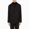 Hevo Trani Blue Double-breasted Coat In Blue