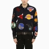 Jeff Hamilton X Nba Collage Vegan Leather Jacket In Blue