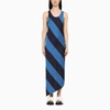 MARNI MARNI DARK BLUE/BRIGHT BLUE LONG DRESS WITH DIAGONAL STRIPES