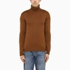Roberto Collina Man Turtleneck Brown Size 36 Merino Wool In Brown