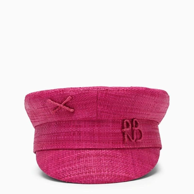 Ruslan Baginskiy Straw Baker-boy Cap In Fuchsia