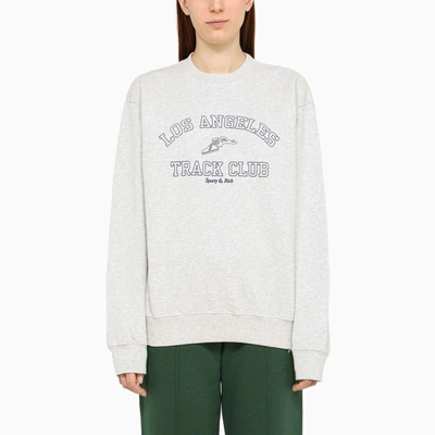 Sporty And Rich Track Club Logo-print Cotton-blend Sweatshirt In Grey