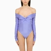 THE ANDAMANE THE ANDAMANE DRAPED LILAC BODYSUIT