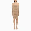 The Andamane Linda Off-the-shoulder Jersey Crepe Top In Beige